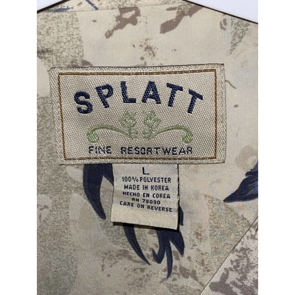 SPLATT Fine Resort Wear Microfiber Men's Size (Large) Leaf Print Hawaiian Shirt - Picture 2 of 4